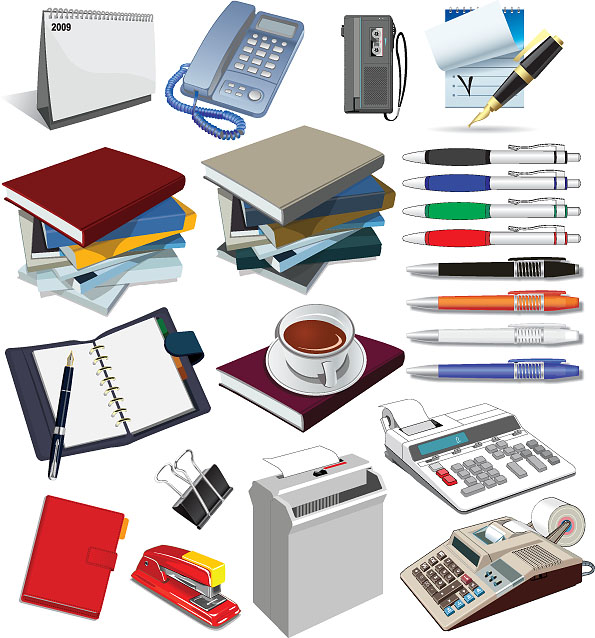 精美辦公用品系列素材 提升設(shè)計品質(zhì)的EPS格式資源